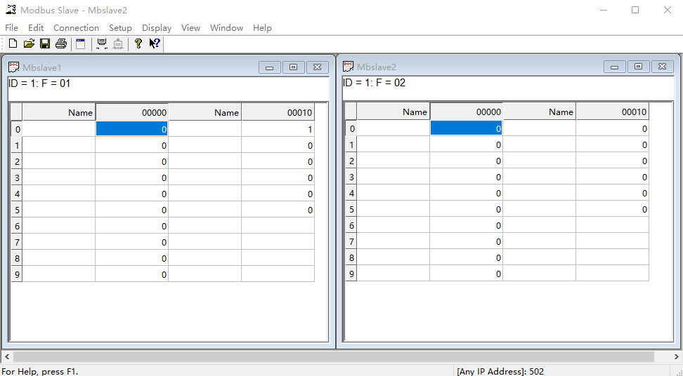 Modbus 从站仿真软件运行界面